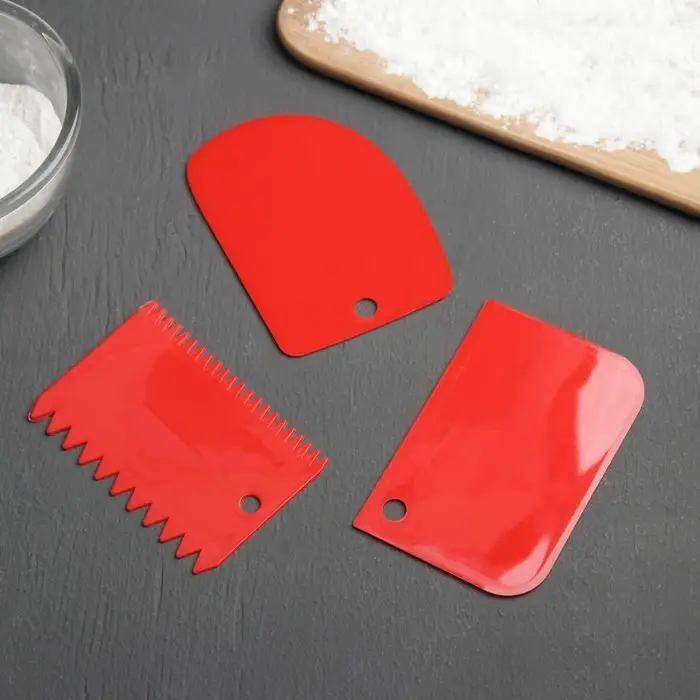 Набор шпателей кондитерских Доляна, 3 предмета: 12×8 см, 11×7.5 см, 8.8×12.2 см, МИКС