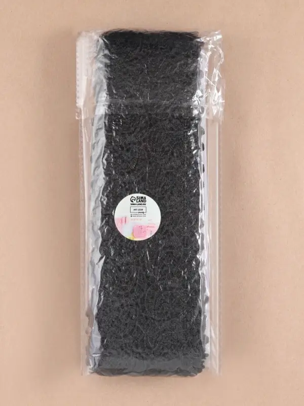 Кружево гипюровое, 65&plusmn;5 мм, 6.8&plusmn;0.5 м, чёрное