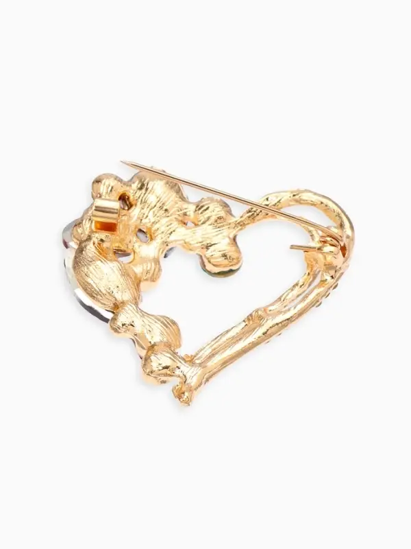 Брошь &laquo;Сердце в самоцветах&raquo;, разноцветная в золоте