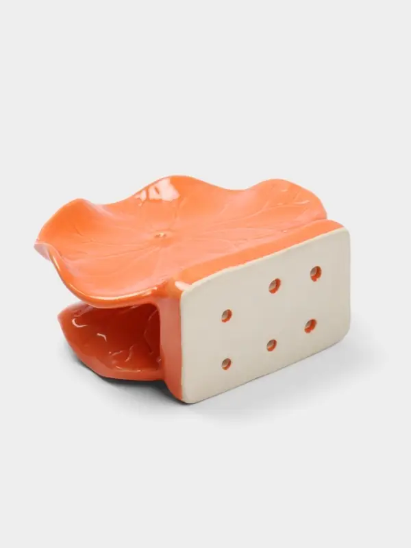 Салфетница &laquo;Цветок&raquo;, 12&times;5&times;10 см, керамика, оранжевая