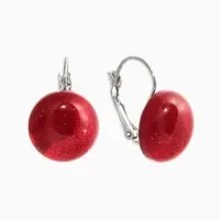 Серьги пластик "Таблетка" блёстка, цвет бордовый в серебре