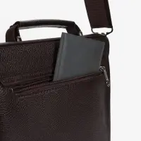 Сумка планшет мужская TEXTURA, 2 отдела на молнии, наружный карман, 23&times;4&times;26 см, коричневая