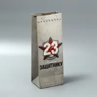 Пакет подарочный ламинированный под бутылку, упаковка, &laquo;С 23 февраля&raquo;, 13&times;35&times;10 см