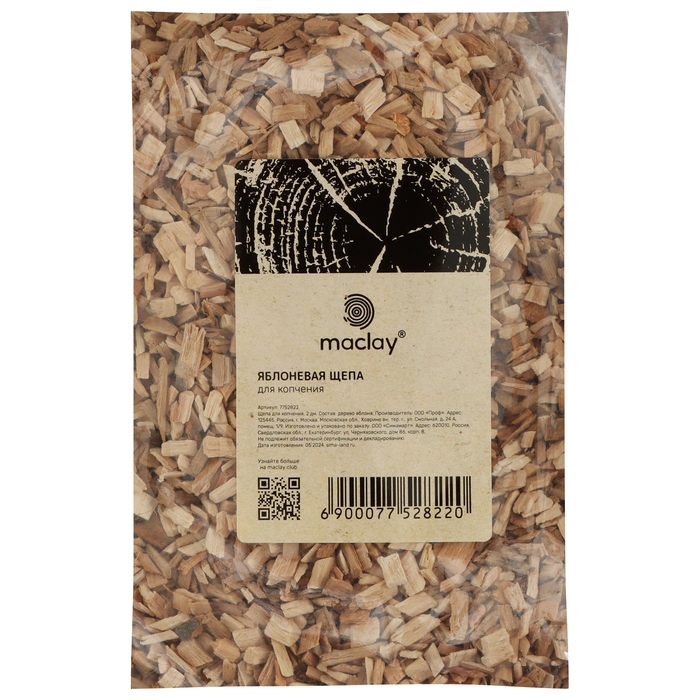 Щепа для копчения Maclay «Яблоня», 400±30 г Щепа для копчения Maclay «Яблоня», 400±30 г