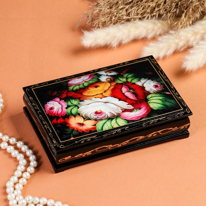 Шкатулка «Жостово», 11х16 см, лаковая миниатюра Шкатулка «Жостово», 11х16 см, лаковая миниатюра