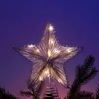 Верхушка на ёлку с подсветкой &laquo;Звезда ёлочная блестящая&raquo; 20&times;24 см, 10 LED, от батареек ААх2, свечение тёплое белое