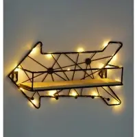 Вешалка настенная с полкой 26&times;9 см &laquo;Стрелка&raquo;, крючки декоративные, с подсветкой, 5 крючков, чёрная