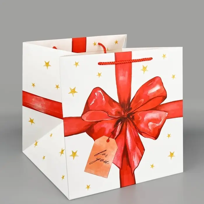 Пакет подарочный квадратный, упаковка, &laquo;For you&raquo;, 30&times;30&times;30 см