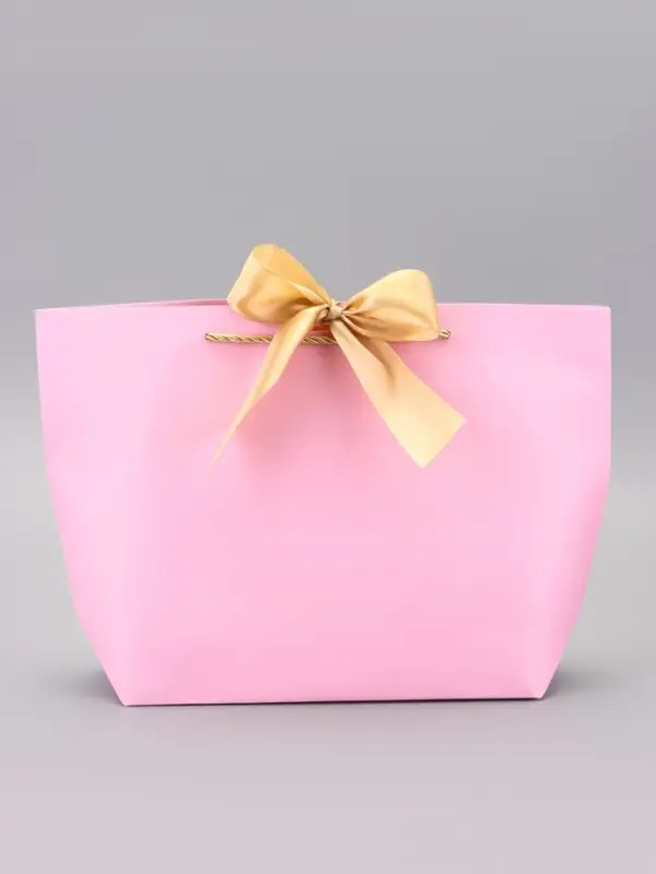 Пакет подарочный ламинированный с лентой &laquo;Розовый&raquo;, горизонтальный, 19&times;20&times;9 см