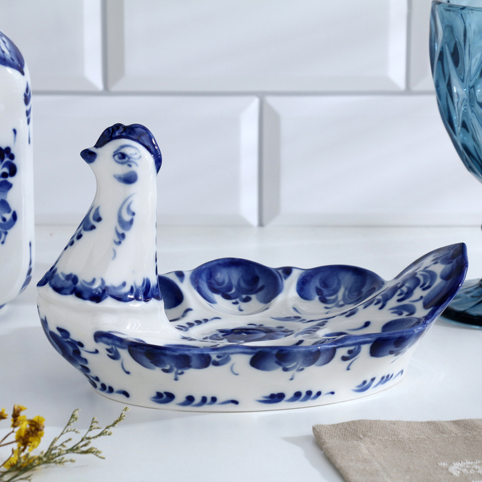 Тарелка для яиц Тарелка для яиц "Наседка" гжель