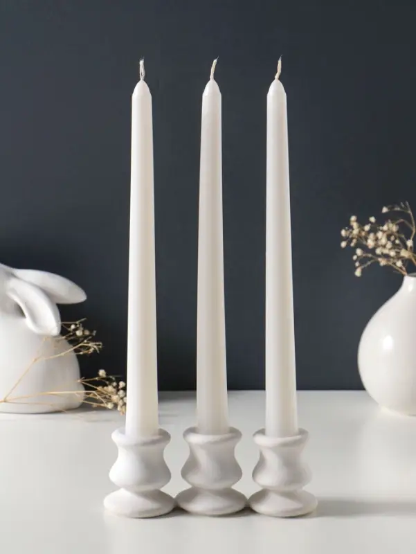 Набор свечей античных 25 см, 3 шт., 58 г, 7 ч, белый