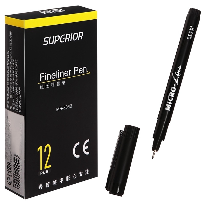 Маркер профессиональный линер черный, тонкая линия, 0.5мм Маркер профессиональный линер черный, тонкая линия, 0.5мм