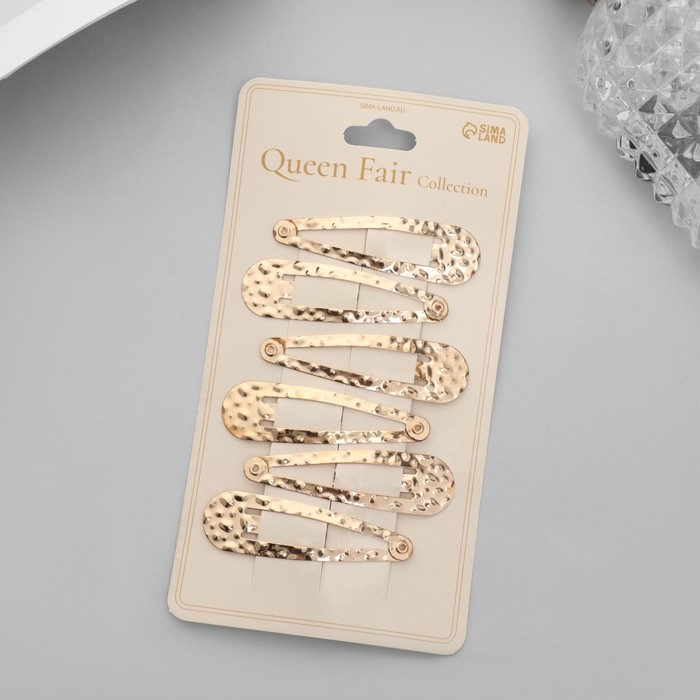 Невидимка для волос  Невидимка для волос "Ажурная" (набор 6 шт) 5 см, золото