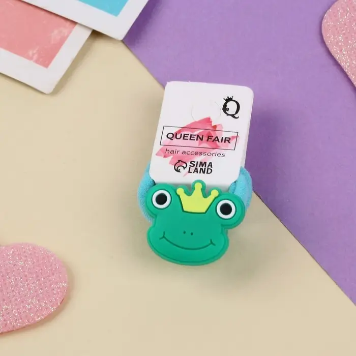 Резинка для волос  Резинка для волос "Крошка" (набор 2 шт) королева лягушка,3 см,зеленый
