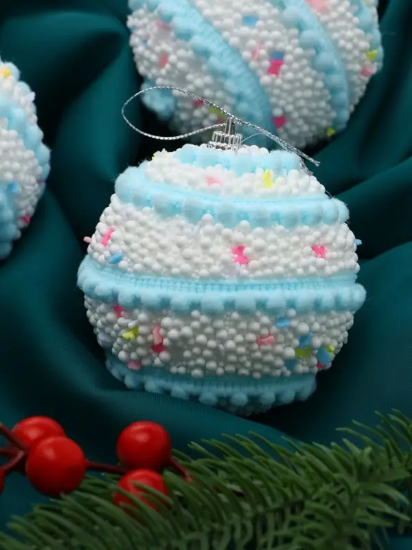 Набор шаров пластик d-8 см, 3 шт Набор шаров пластик d-8 см, 3 шт "Маттео" голубой