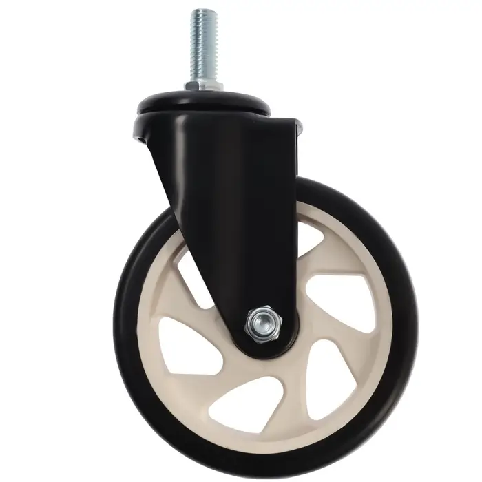 Колесо мебельное ТУНДРА, d=125 мм, поворотное, с футоркой 12&times;30 мм, без тормоза, черное