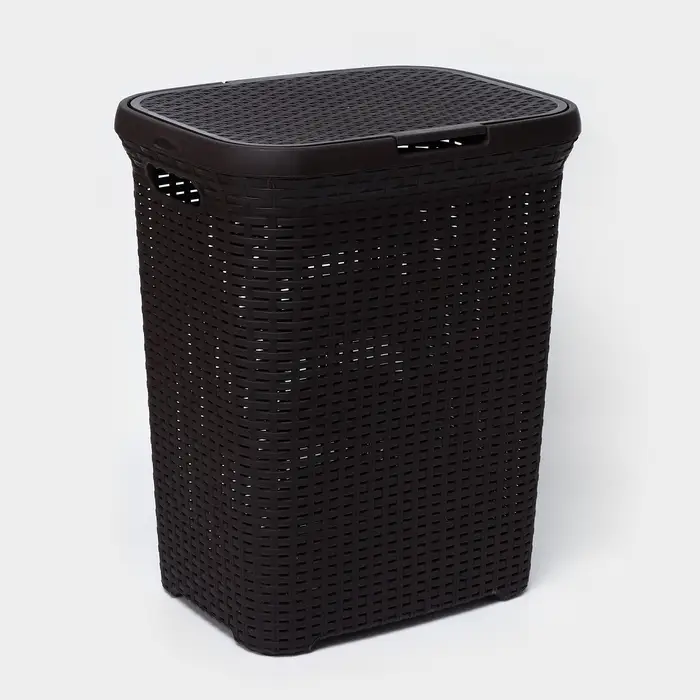 Корзина бельевая &laquo;Ротанг&raquo;, 60 л, 34.6&times;44.5&times;56 см, с крышкой, коричневая