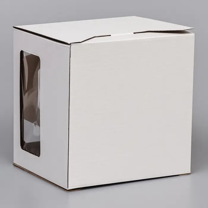 Коробка под торт 2 окна, с ручками, белая, 24&times;24&times;20 см