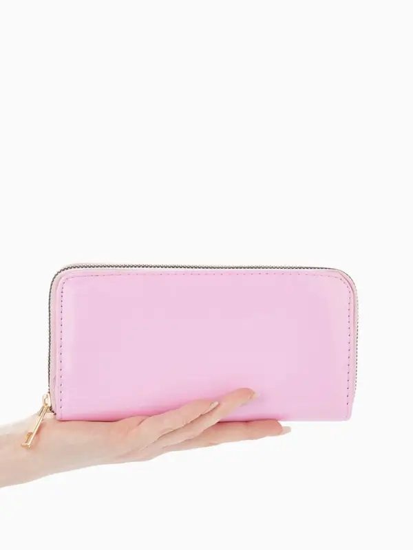 Кошелёк женский на молнии, 20&times;2&times;10 см, лаковый, розовый