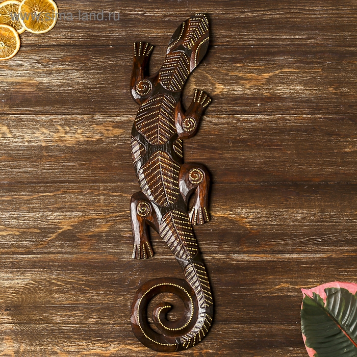 Панно дерево  Панно дерево "Геккон" 50х13х1 см