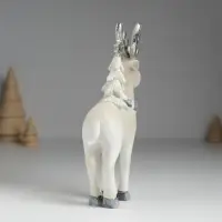Фигурка полистоун &laquo;Олень с серебристыми рогами, с белой ёлкой на спине&raquo;, 10&times;3&times;16.5 см