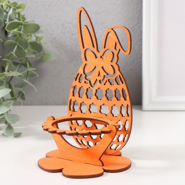 Подставка под яйцо Подставка под яйцо "Зайка" 8,5х8,5х14,5 см (набор 4 детали) оранжевый