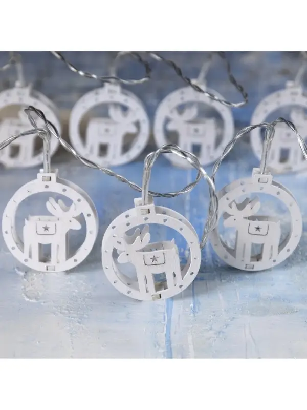 Гирлянда &laquo;Нить&raquo; 2 м с насадками &laquo;Оленёнок&raquo;, IP20, прозрачная нить, 10 LED, батарейки AAх2 (не в комплекте), свечение тёплое белое