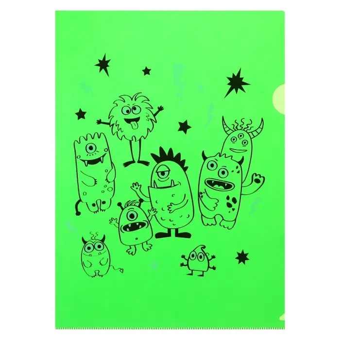 Набор папок-уголков А4, 180 мкм, Calligrata &laquo;Монстрики&raquo;, полупрозрачные, 6 штук, с принтом, микс