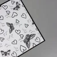Пленка для цветов, "Бабочки и сердца", 57х57 см
