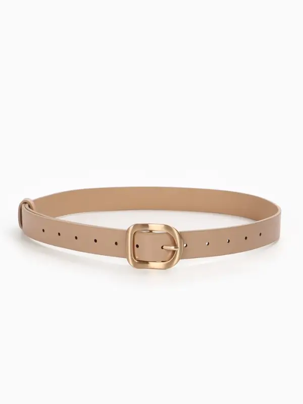 Ремень женский, 2.7&times;105 см, золотистая пряжка, 1 прокол, бежевый