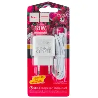 Сетевое зарядное устройство с кабелем USB на MicroUSB Q.C 3.0 CS52A HOCO белое