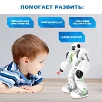 Робот GRAVITONE, свет, звук, стреляет, на батарейках, русская озвучка, цвет синий