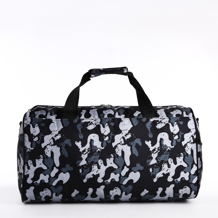 Сумка дорожная на молнии, наружный карман, длинный ремень, цвет серый/чёрный Сумка дорожная на молнии, наружный карман, длинный ремень, цвет серый/чёрный