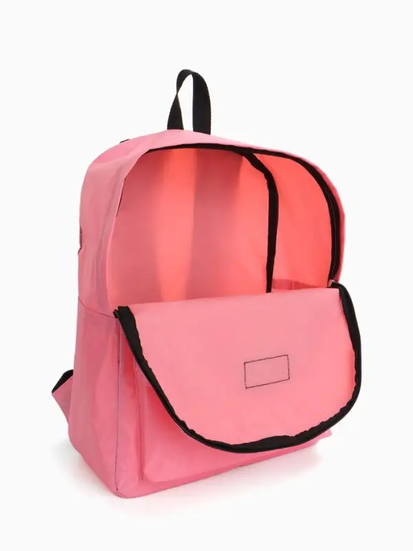 Рюкзак молодёжный на молнии, с карманом, однотонный, размер 29&times;12&times;39 см, нежно-розовый