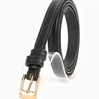 Ремень женский тонкий, 110&times;1.3 см, классическая пряжка металл, золотистая, чёрный
