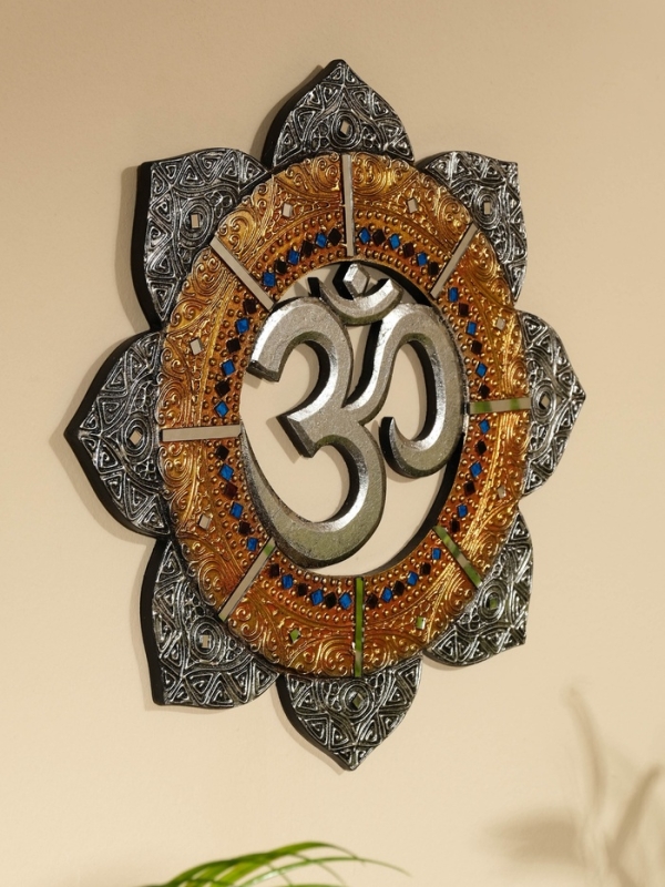 Панно резное МДФ "ОМ", 40х40х0,6 см, золотой край