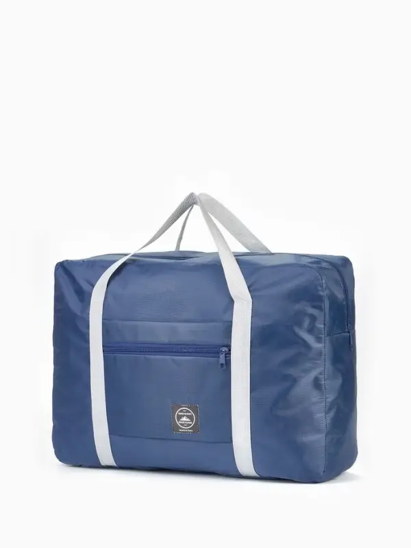 Сумка дорожная на молнии, наружный карман, держатель для чемодана, синяя