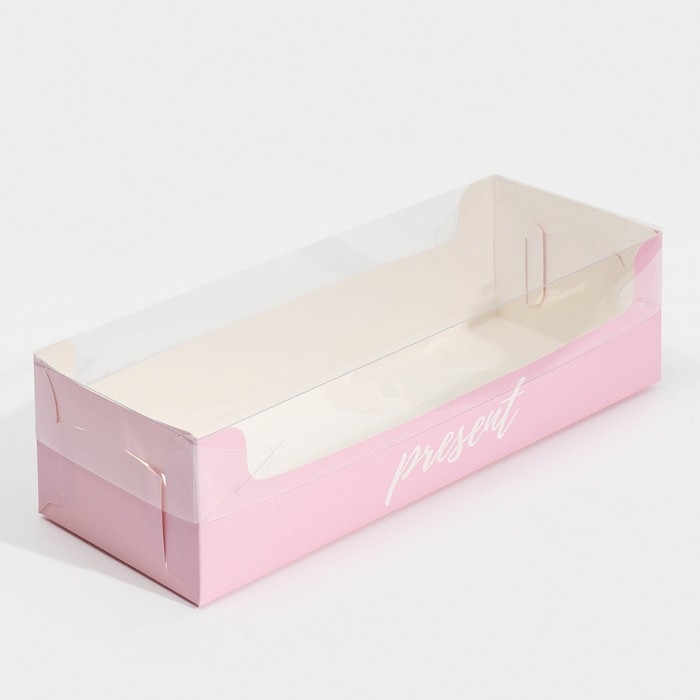 Кондитерская упаковка, коробка для кекса с PVC крышкой, Present, 30 х 8 х 11 см Кондитерская упаковка, коробка для кекса с PVC крышкой, Present, 30 х 8 х 11 см