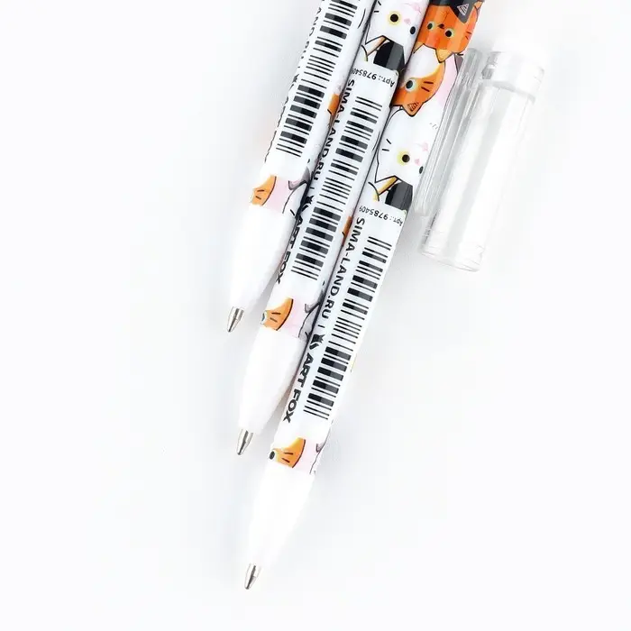 Ручка шариковая синяя паста 0.5 мм с колпачком &laquo;Котики&raquo; пластик