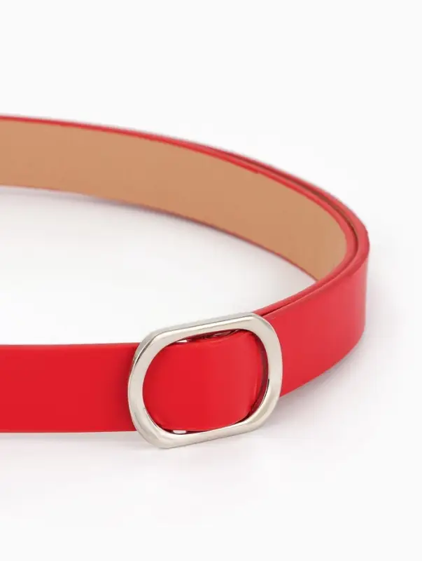 Ремень жен, 04-01-02-07, 2,5*0,3*110 см, без винта, пряжка серебро, затяжка, красный