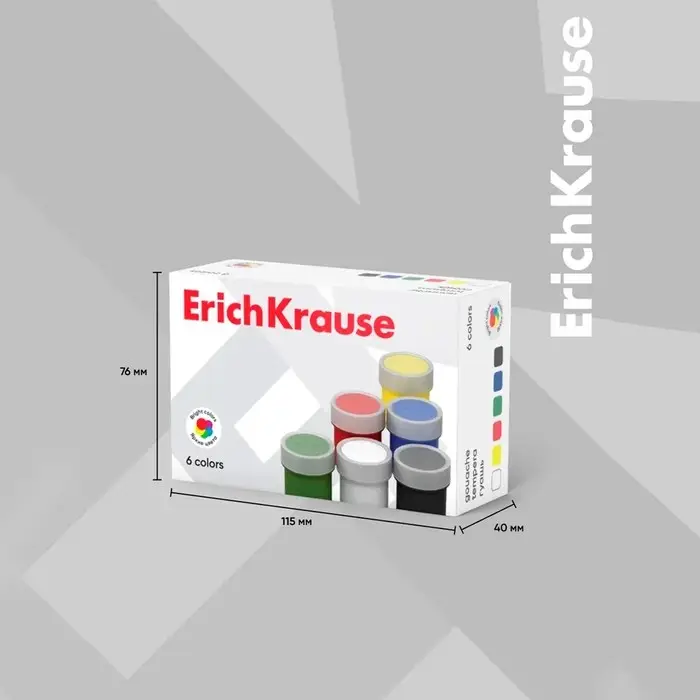 Гуашь 6 цветов &times; 17 мл ErichKrause, в картонной упаковке