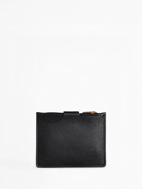 Картхолдер с монетницей на молнии, на 3 карты, чёрный