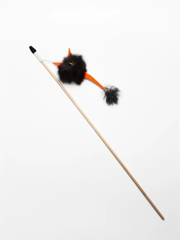 Дразнилка - удочка из меха кролика &laquo;Монстрик&raquo;, на деревянной палочке, цвет МИКС