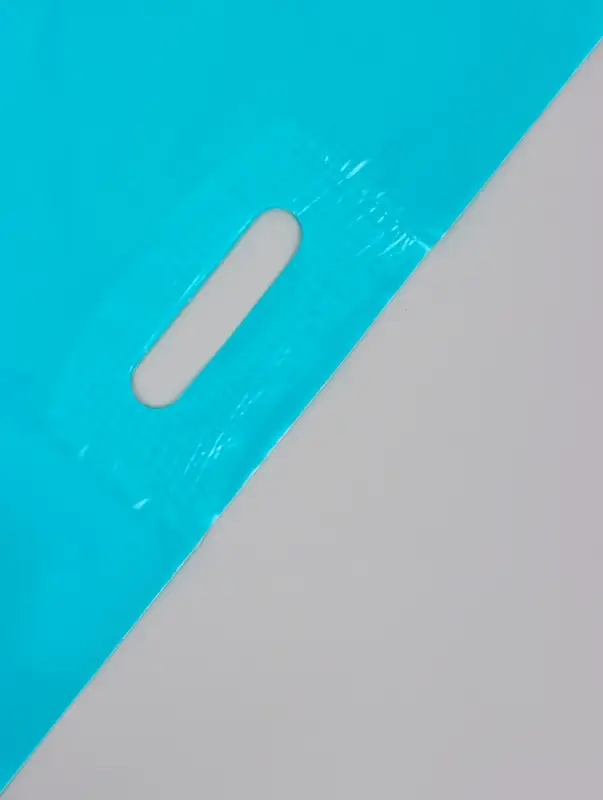 Пакет с вырубной усиленной ручкой ПВД, бирюзовый, 40&times;50 см, 45 мкм