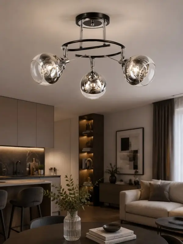 Люстра BayerLux &laquo;Редо&raquo;, 3&times;Е27, 40 Вт, чёрно-хромированная, 45&times;45&times;28 см