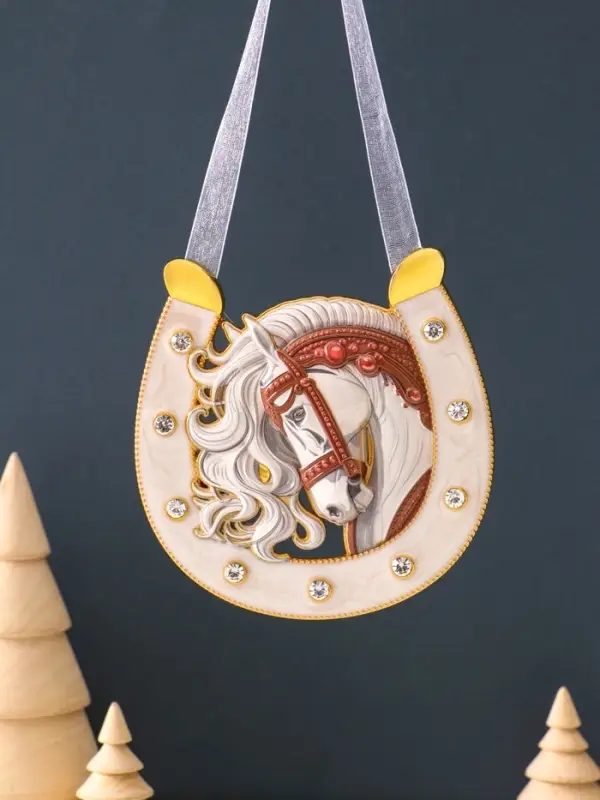 Сувенир-подкова «Лошадь с белой гривой», 10,5х10,5х0,05см, эмаль, стразы