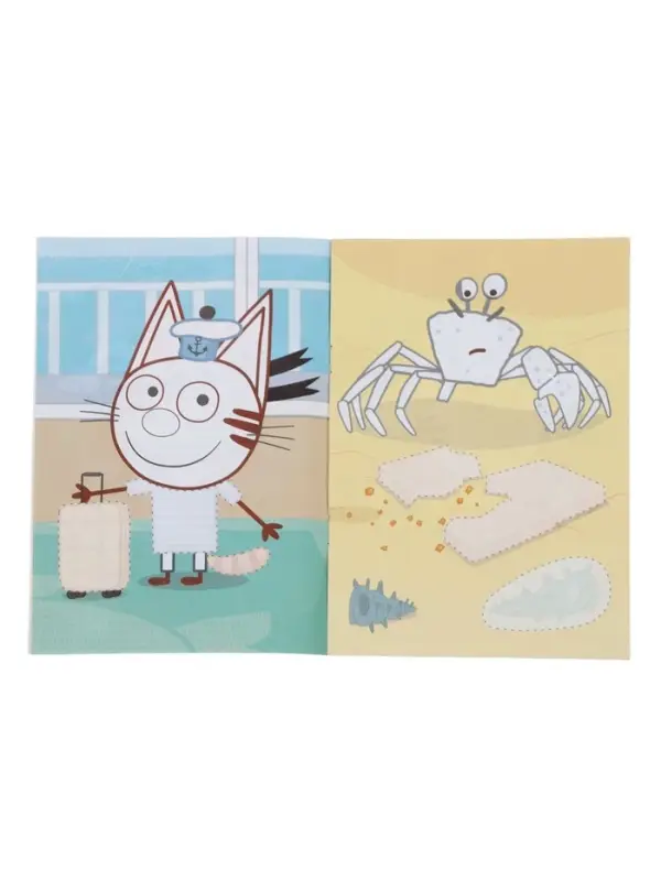 Аппликации с раскрасками &laquo;Три кота и море приключений. Приключения на море&raquo;, А5, 14 стр.