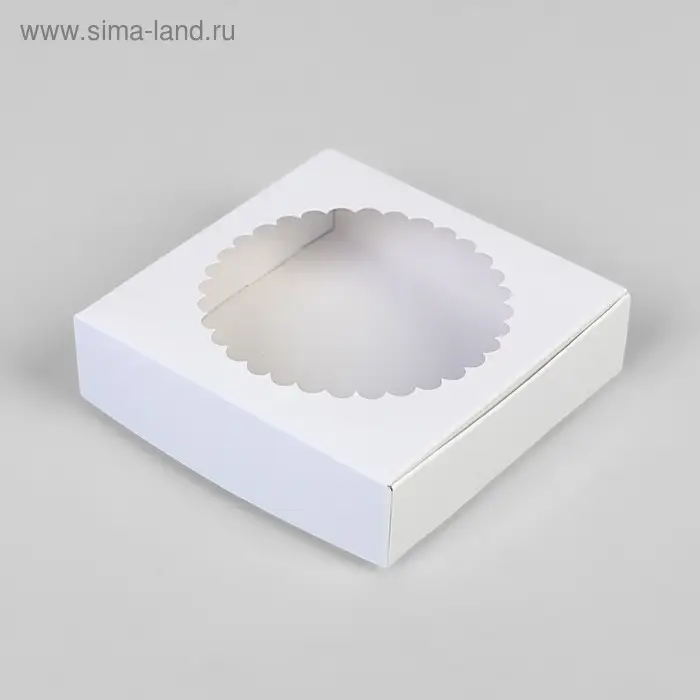 Подарочная коробка сборная с окном, белый, 11.5×11.5×3 см Подарочная коробка сборная с окном, белый, 11.5×11.5×3 см