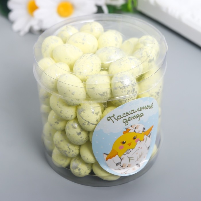 Декор пасхальный Декор пасхальный "Яйцо - серебристая крапинка" набор 100 шт св, жёлтый 1,5х1,8 см, 8х8х8 см