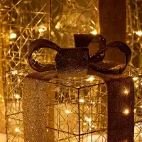 Фигура световая &laquo;Кубы золотистые&raquo;, 25&times;20&times;15 см, 90 LED, от батареек AAx8, свечение тёплое белое